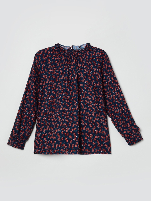 

max Blue Floral Georgette Regular Top