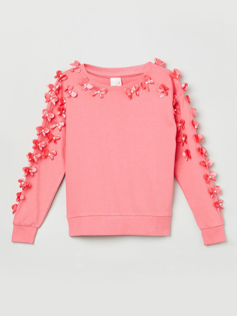 

max Pink Applique Regular Cotton Top