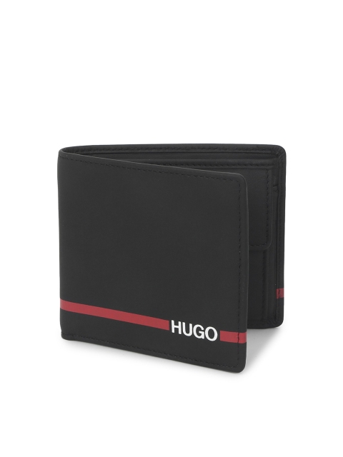 

HUGO Men Black & Red Leather Two Fold Wallet
