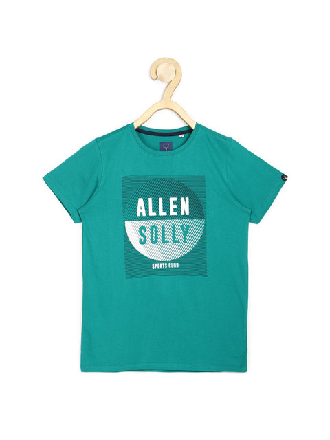 

Allen Solly Junior Boys Green Typography Printed Cotton T-shirt