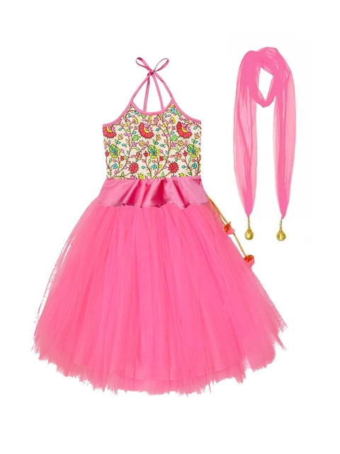 

A T U N Girls Pink Printed Lehenga Choli