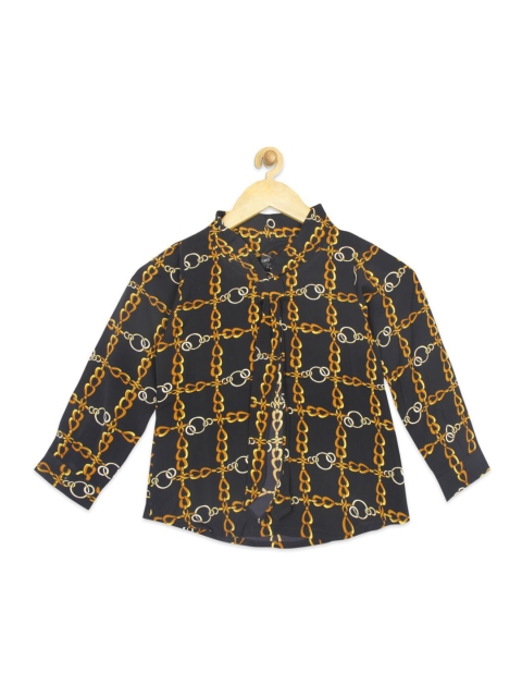 

Tiny Girl Girls Black & Gold-Toned Shirt Style Top