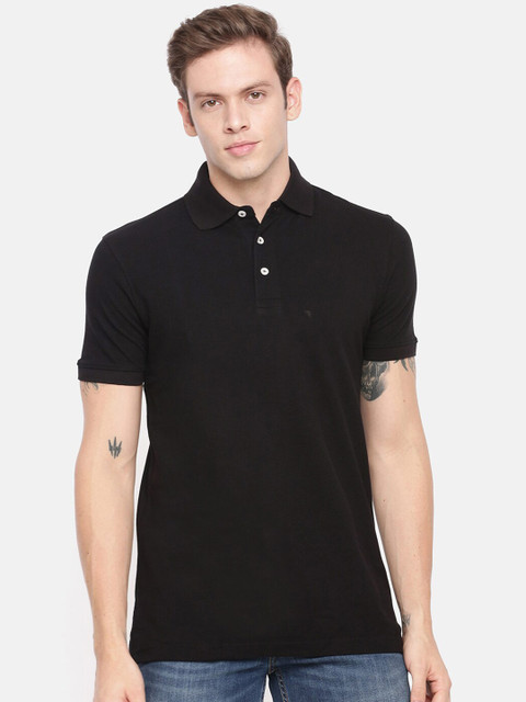 

Unibro Men Black Polo Collar Pockets T-shirt