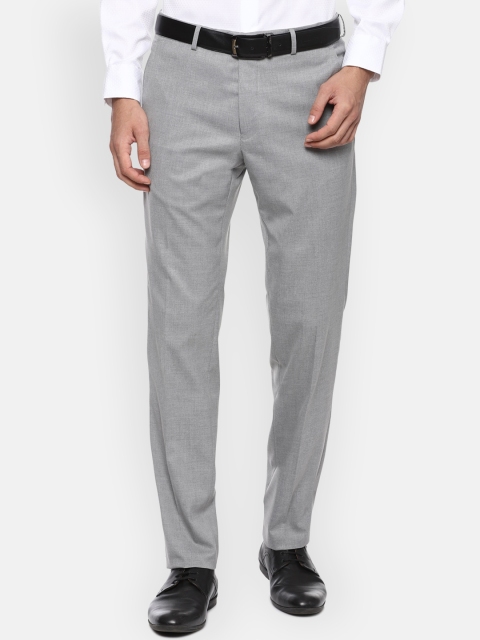 

Van Heusen Men Grey Textured Slim Fit Formal Trousers