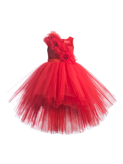 

Toy Balloon kids Girls Red Sequined Net Party Dress
