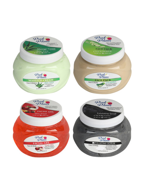 

Pink Plums Men Paraben Free Cucumber Fruit Charcoal Face & Body Massage Creams & Pack, Multi