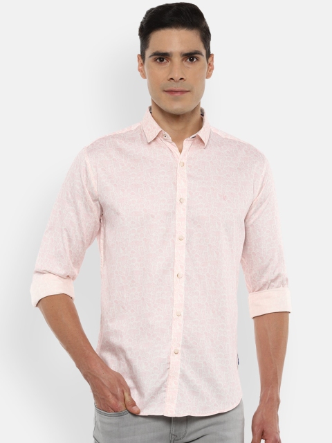 

V Dot Men Pink Slim Fit Opaque Printed Casual Shirt