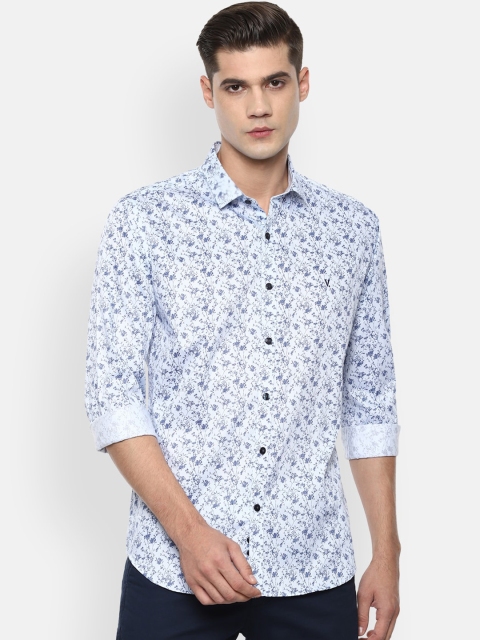 

V Dot Men Blue Slim Fit Floral Opaque Printed Casual Shirt