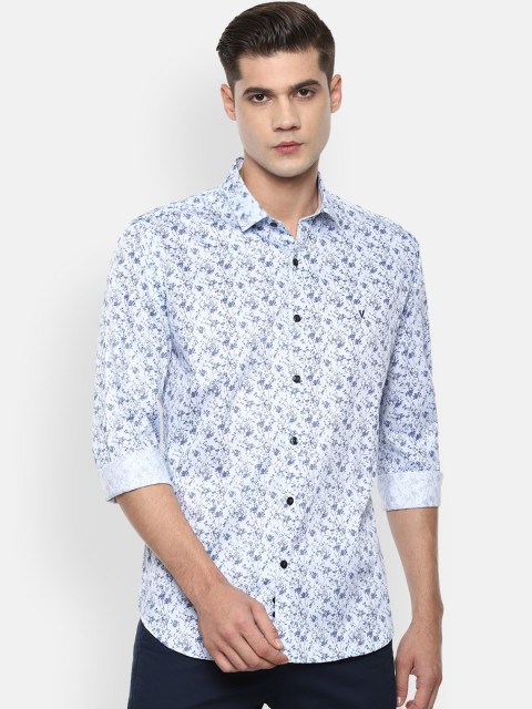 

V Dot Men Blue Slim Fit Floral Opaque Printed Casual Shirt