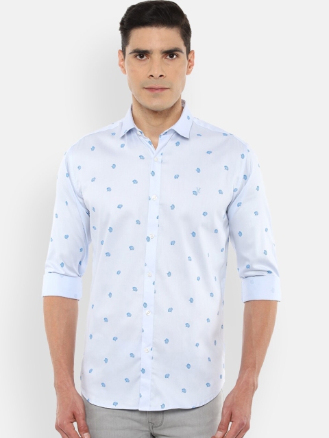 

V Dot Men Blue Slim Fit Floral Opaque Printed Casual Shirt