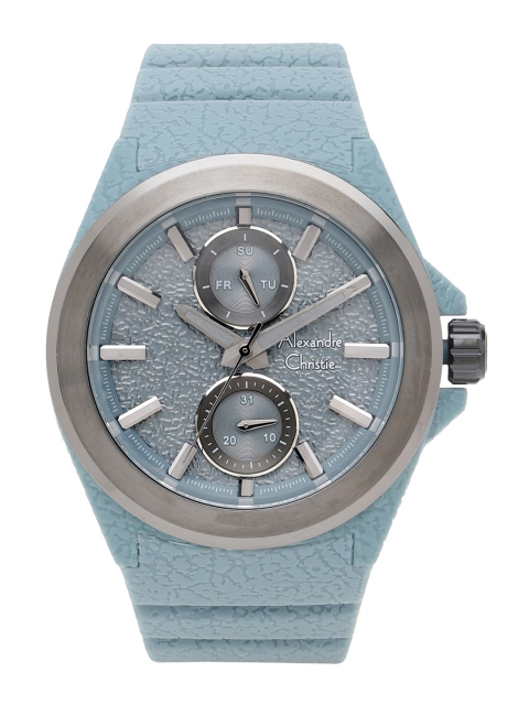 

Alexandre Christie Men Blue Embellished Dial & Blue Textured Straps Analogue Watch 6585MFRIGBU