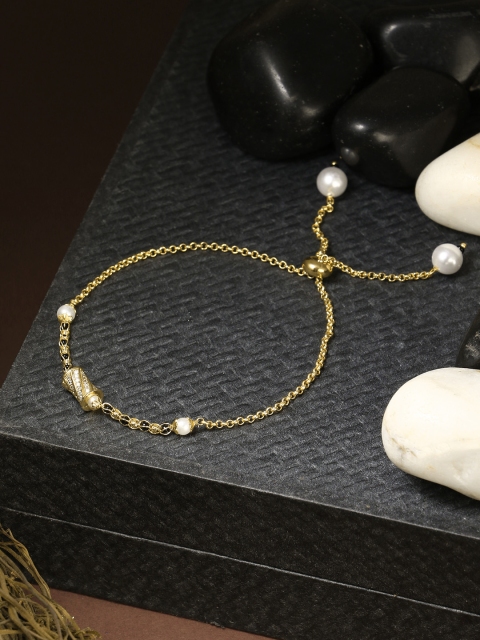 

Adwitiya Collection Women Gold-Toned & Black Brass Gold-Plated Mangalsutra Bracelet