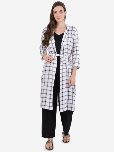 

Ashnaina Women White & Black Checked Shrug with Inner and Palazzo