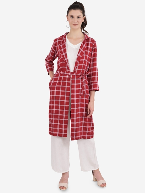

Ashnaina Women Maroon & Off White Checked Palazzos