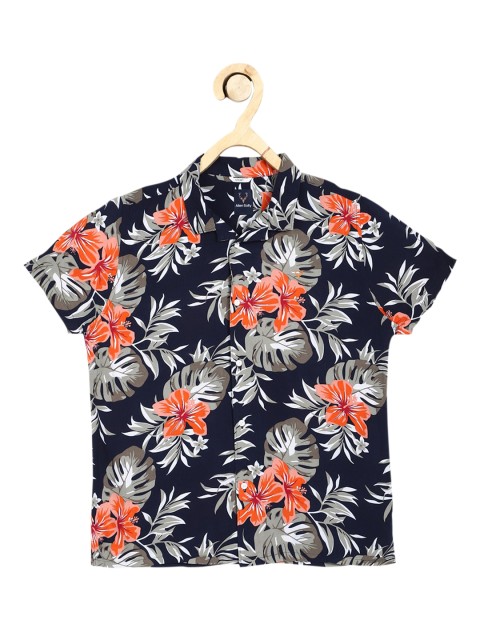 

Allen Solly Junior Boys Navy Blue Floral Opaque Printed Casual Shirt