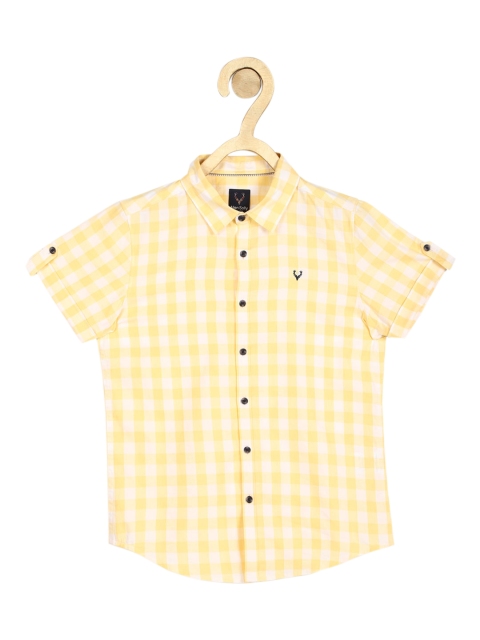 

Allen Solly Junior Boys Yellow Slim Fit Tartan Checks Opaque Checked Casual Shirt