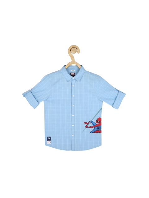 

Allen Solly Junior Boys Blue Slim Fit Spider Man Printed Casual Cotton Shirt