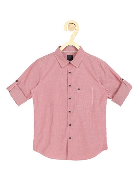 

Allen Solly Junior Boys Red Slim Fit Micro Checked Cotton Casual Shirt