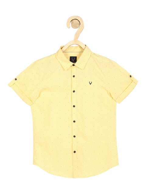 

Allen Solly Junior Boys Yellow Slim Fit Opaque Printed Casual Shirt