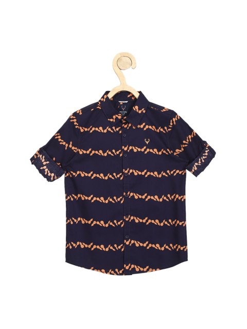 

Allen Solly Junior Boys Navy Blue Slim Fit Opaque Printed Cotton Casual Shirt