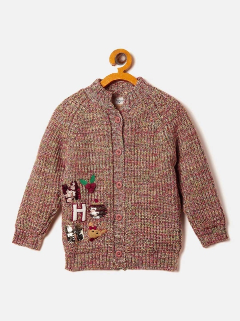 

JWAAQ Girls Beige Pure Cotton Cardigan With Embroidered Detail