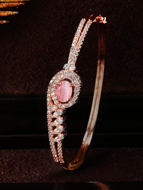 

Rubans Women Rose Gold & Pink Handcrafted Rose Gold-Plated Bangle-Style Bracelet