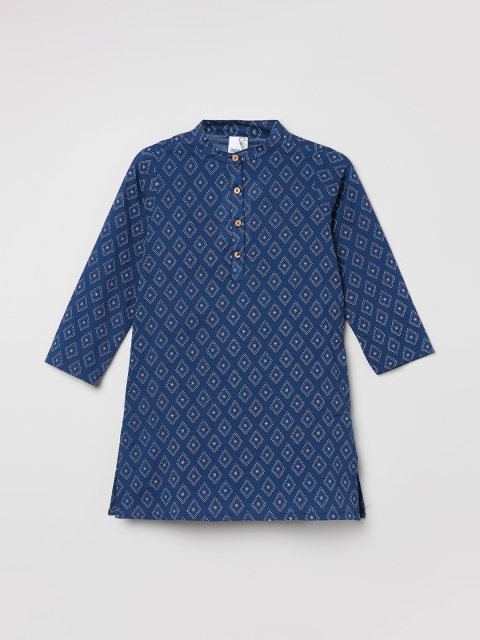 

max Boys Blue Geometric Printed Kurta