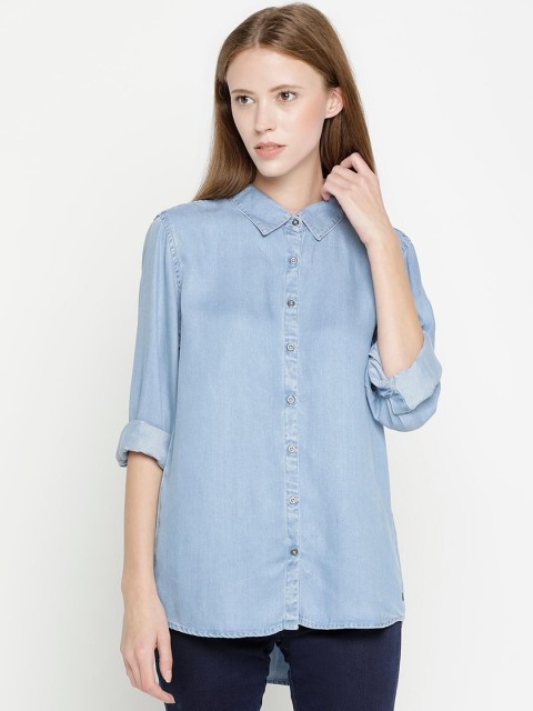 

Pepe Jeans Women Blue Faded Casual Shirt