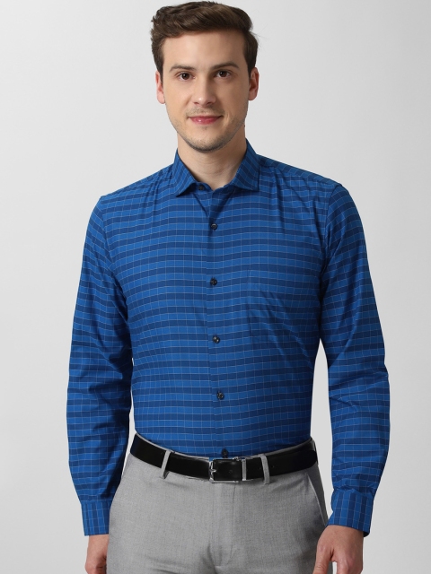 

Peter England Men Blue Opaque Checked Formal Shirt