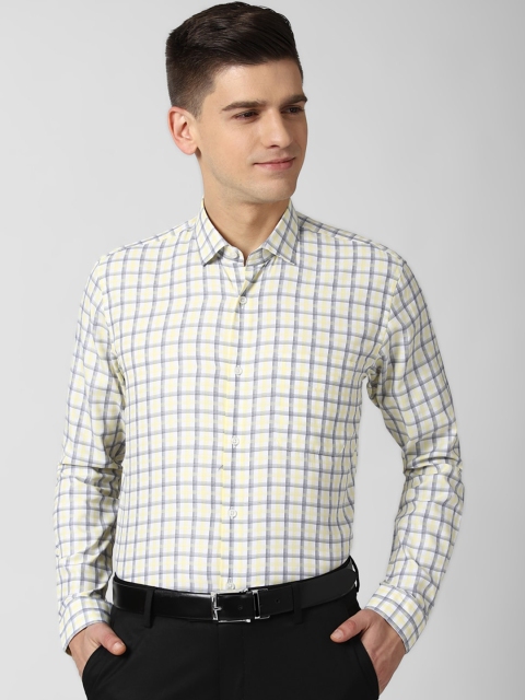 

Peter England Men Yellow Opaque Checked Formal Shirt