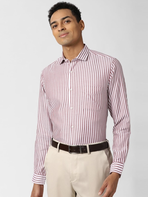 

Peter England Men Maroon & White Striped Formal Shirt