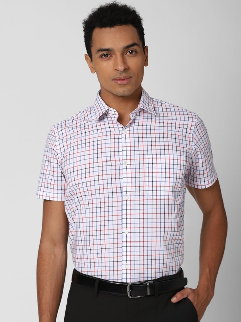 

Peter England Men White & Pink Slim Fit Opaque Checked Formal Shirt
