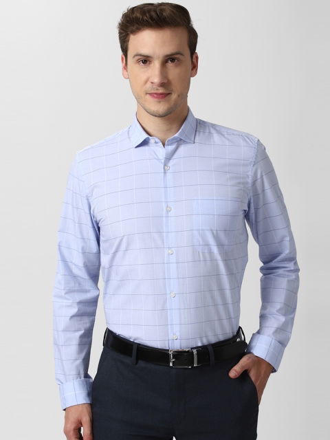 

Peter England Men Blue Slim Fit Opaque Checked Formal Shirt
