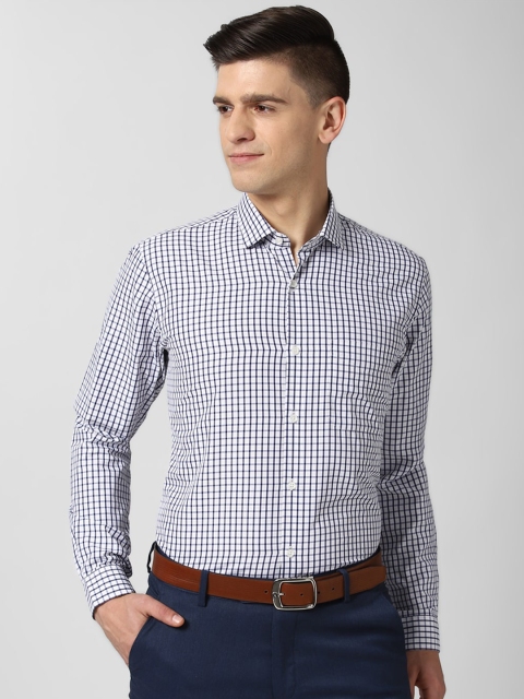 

Peter England Men Navy Blue Gingham Checks Opaque Checked Formal Shirt
