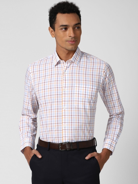 

Peter England Men White & Blue Opaque Checked Formal Shirt