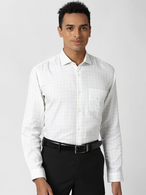 

Peter England Men White Grid Tattersall Checked Formal Shirt