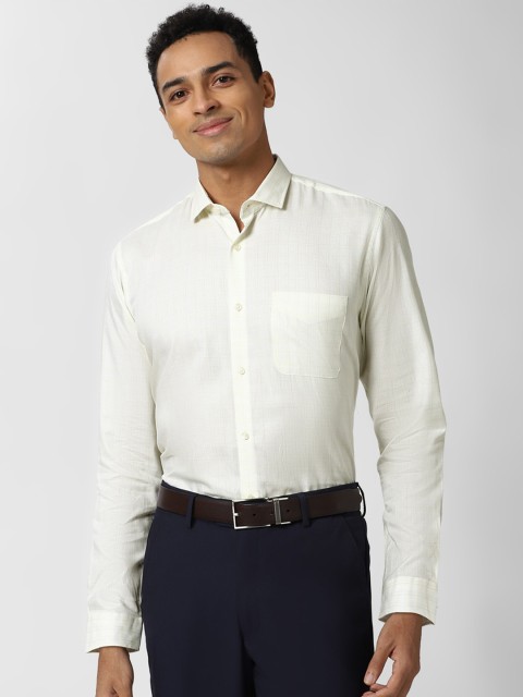 

Peter England Men Cream-Coloured Opaque Striped Formal Shirt