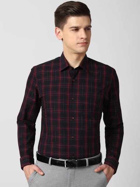 

Peter England Men Black Slim Fit Tartan Checked Formal Shirt