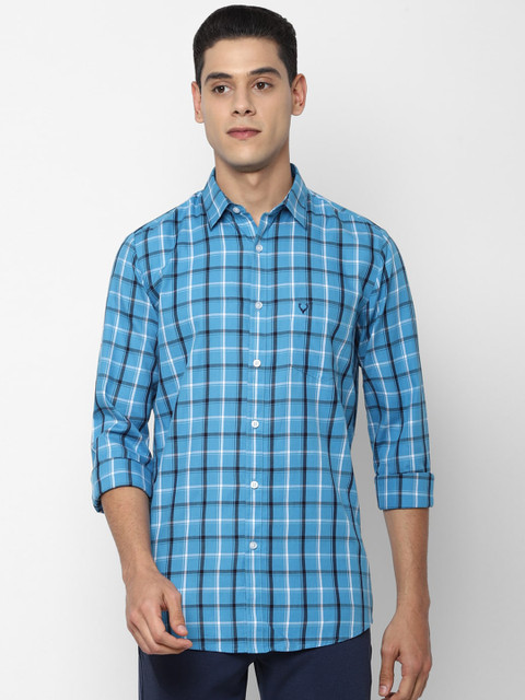 

Allen Solly Men Blue & White Slim Fit Tartan Checks Opaque Cotton Casual Shirt