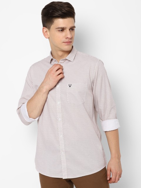 

Allen Solly Men Beige Slim Fit Opaque Printed Casual Cotton Shirt