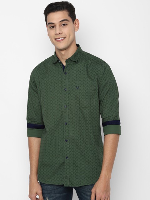 

Allen Solly Men Green Slim Fit Opaque Printed Casual Shirt