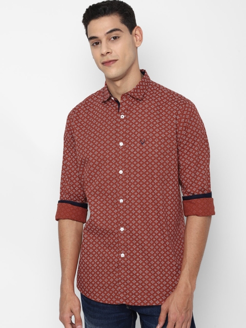 

Allen Solly Men Maroon Slim Fit Opaque Printed Cotton Casual Shirt