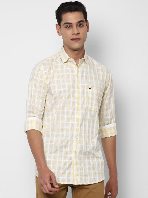 

Allen Solly Men Yellow Slim Fit Opaque Checked Casual Cotton Shirt