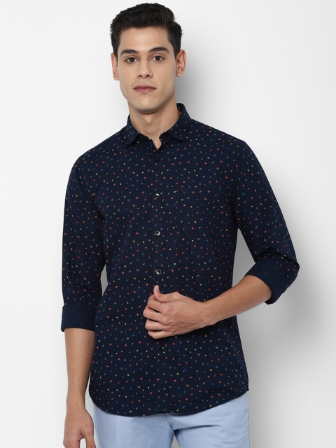 

Allen Solly Men Navy Blue Slim Fit Opaque Printed Casual Shirt