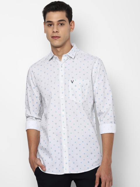 

Allen Solly Men White Slim Fit Opaque Printed Cotton Casual Shirt