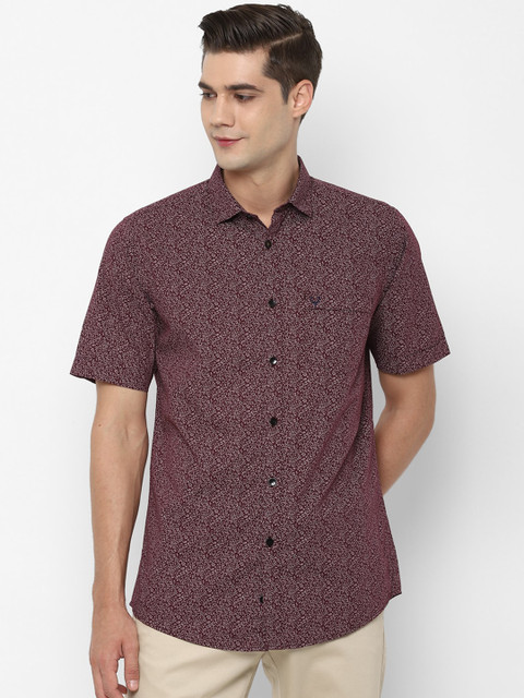 

Allen Solly Men Maroon Slim Fit Floral Opaque Printed Pure Cotton Casual Shirt