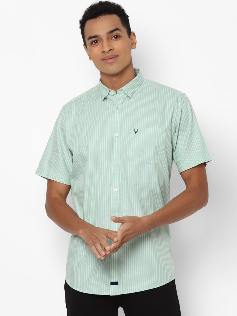 

Allen Solly Men Green Slim Fit Striped Casual Shirt