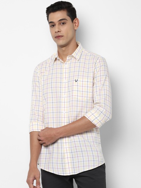 

Allen Solly Men Yellow Slim Fit Grid Tattersall Checks Opaque Checked Casual Shirt