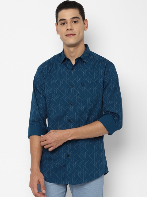 

Allen Solly Men Teal Slim Fit Opaque Printed Casual Shirt