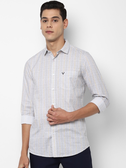 

Allen Solly Men Grey Slim Fit Opaque Striped Casual Shirt